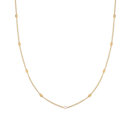 Natural Freshwater Pearl Delicate Gold Chain Necklace