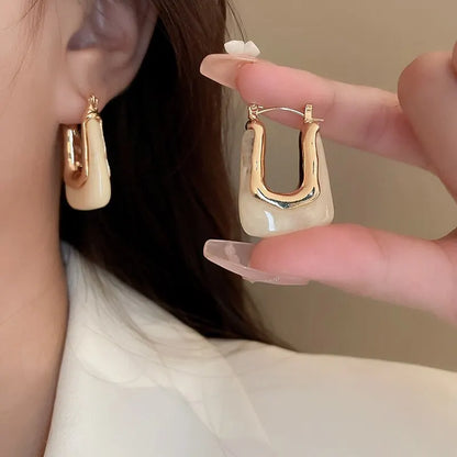 Colourful Resin Gold Hoop Earrings