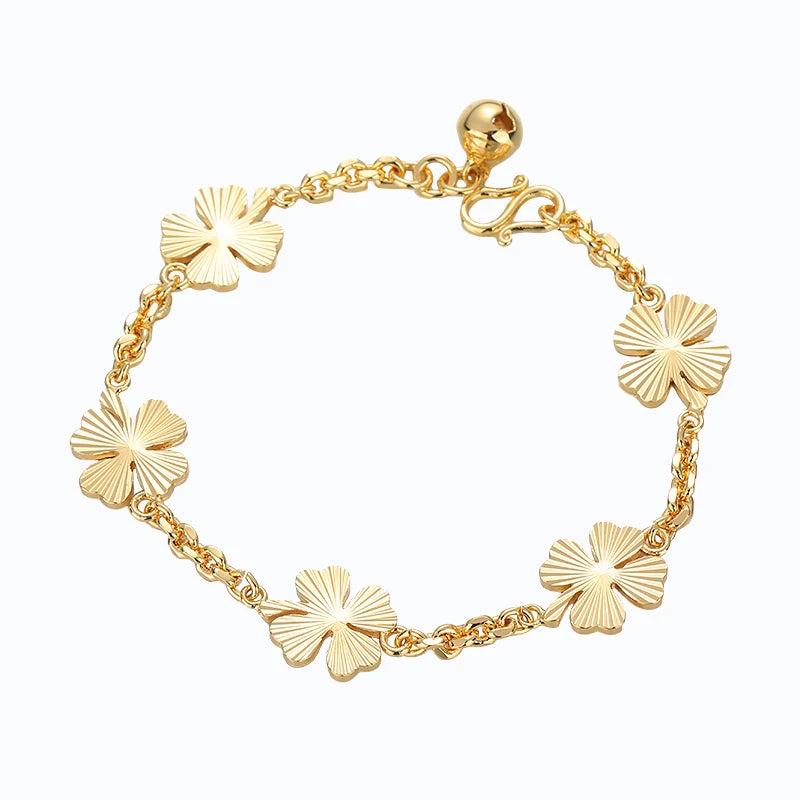 Fine Gold Bracelet Clover Pattern