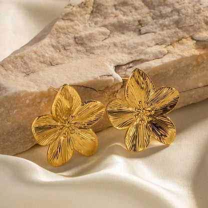 Delicate Gold Flower Petal Earrings
