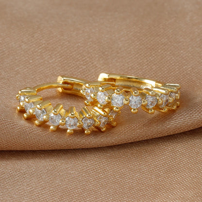 Zircon Crystal Gold Hoop Earrings