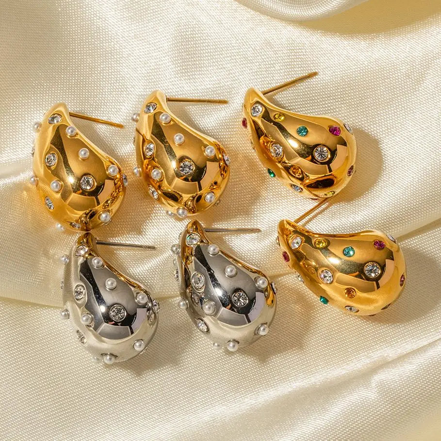 Chunky 18K Gold Plated Tear Drop Earrings