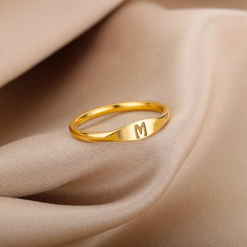 Gold Customised Letter Ring