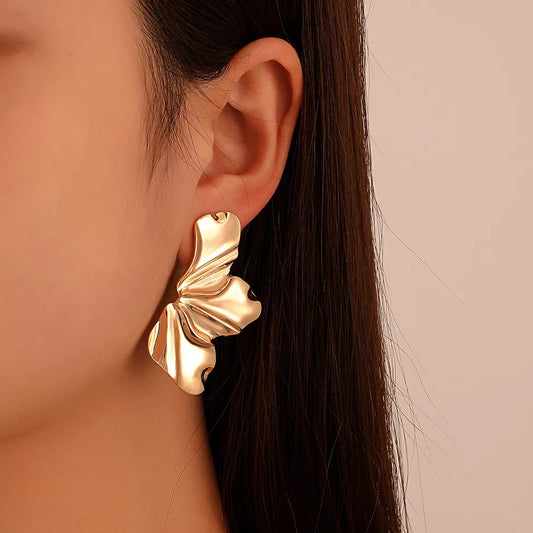 Geometric Petal Stud Earrings Gold, Silver
