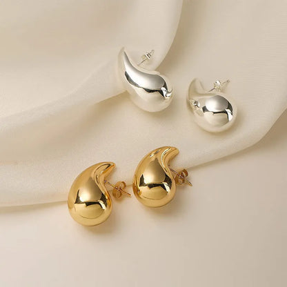 Chunky Dome Drop Earrings Gold, Silver