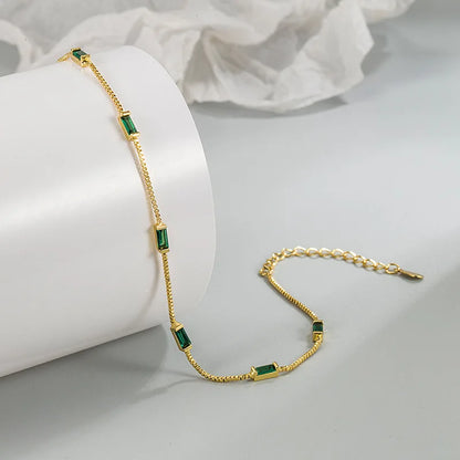Delicate Gold Chain Fine Bracelet with Miniature Zircon Gems