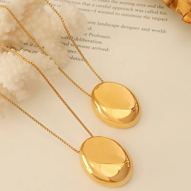 Oval Pendant Gold Chain Necklace in Gold, Silver