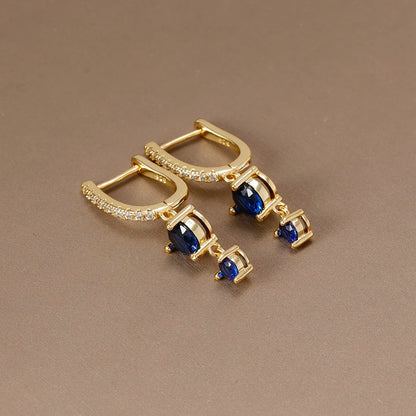 Cubic Zirconia Vibrant Gold Drop Earrings