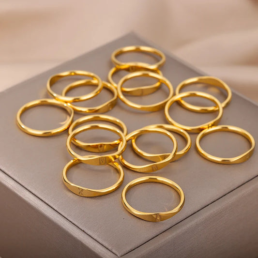 Gold Customised Letter Ring