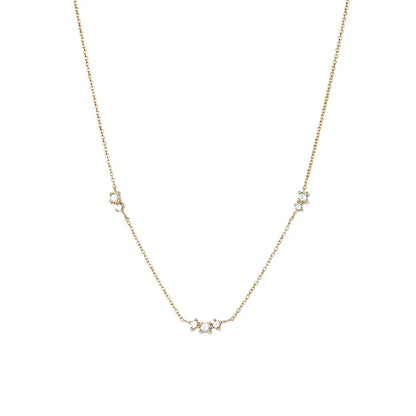 Delicate Chain Necklace with Trio of Zircon Jewels Gold, Silver