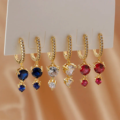 Cubic Zirconia Vibrant Gold Drop Earrings