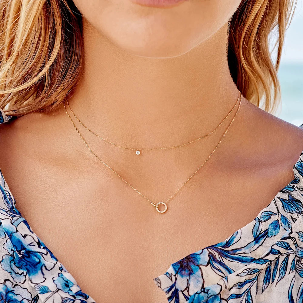 Delicate Zircon Jewel Pendant Necklace Gold, Silver