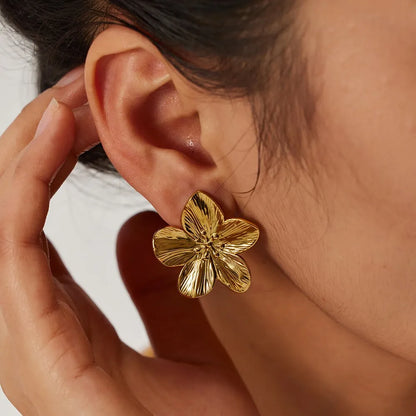 Delicate Gold Flower Petal Earrings
