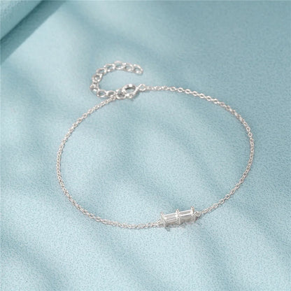 Delicate Fine Chain Link Bracelet with Zircon Details Gold, Silver