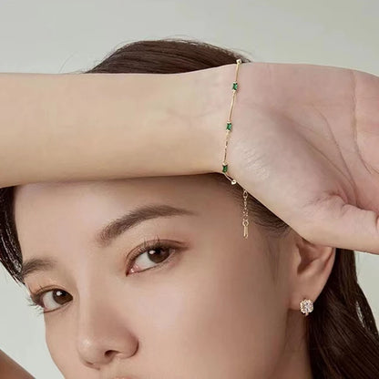 Delicate Gold Chain Fine Bracelet with Miniature Zircon Gems