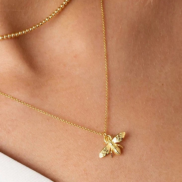 Honey Bee Pendant Gold Necklace