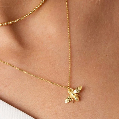 Honey Bee Pendant Gold Necklace