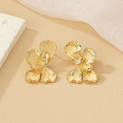 Flower Petal Gold Earrings