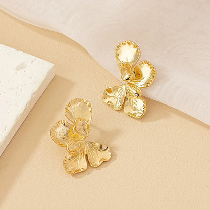 Flower Petal Gold Earrings